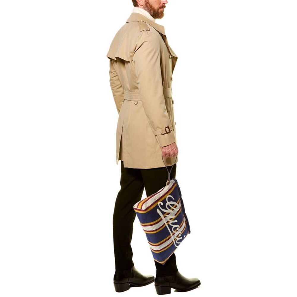 Gucci Embroidered Canvas & Leather Pouch, Blue - Picture 4 of 5